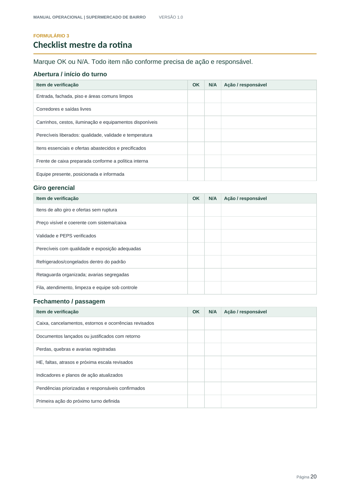 Prévia do checklist mestre da rotina